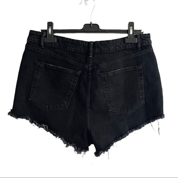 Zara Black High Waisted Cut Off Denim Jean Shorts 12 - Picture 3 of 4